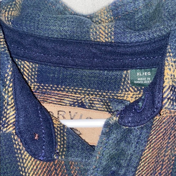 Orvis Shacket Men XL Blue Plaid Button Up Heavy Flannel Shirt Jacket Pocket - Picture 3 of 8